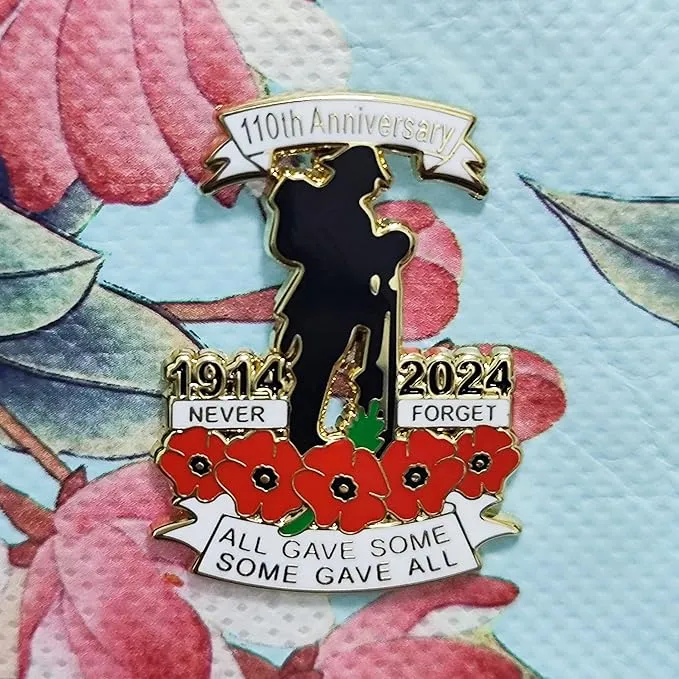 110th Anniversary Red Poppy Badges Pins Military Army Veteran Solider Never Forget Remembrance Day Brooch