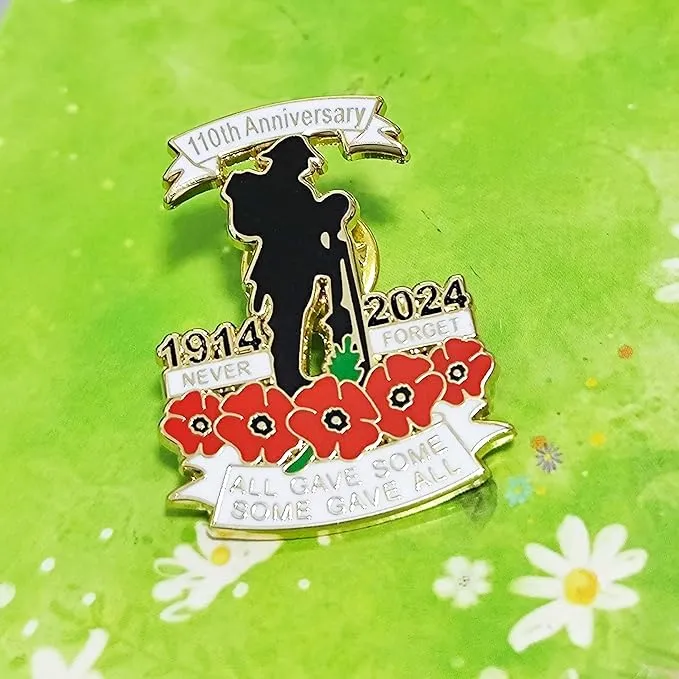 110th Anniversary Red Poppy Badges Pins Military Army Veteran Solider Never Forget Remembrance Day Brooch