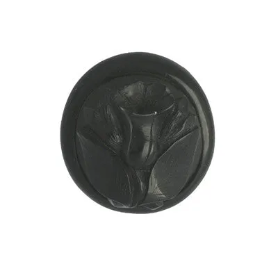 Antique Whitby Jet Carved Tulip Brooch