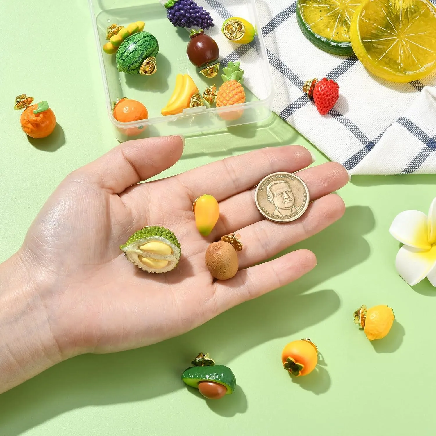 Bee Rectangle Biology Theme Fruit Vegetable Snake Ice Cream Brooches Insect Dessert Strawberry Lapel Pins for DIY Jewelry Craft Clothes Decor
