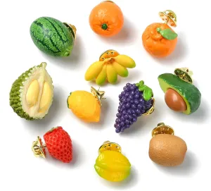Bee Rectangle Biology Theme Fruit Vegetable Snake Ice Cream Brooches Insect Dessert Strawberry Lapel Pins for DIY Jewelry Craft Clothes Decor