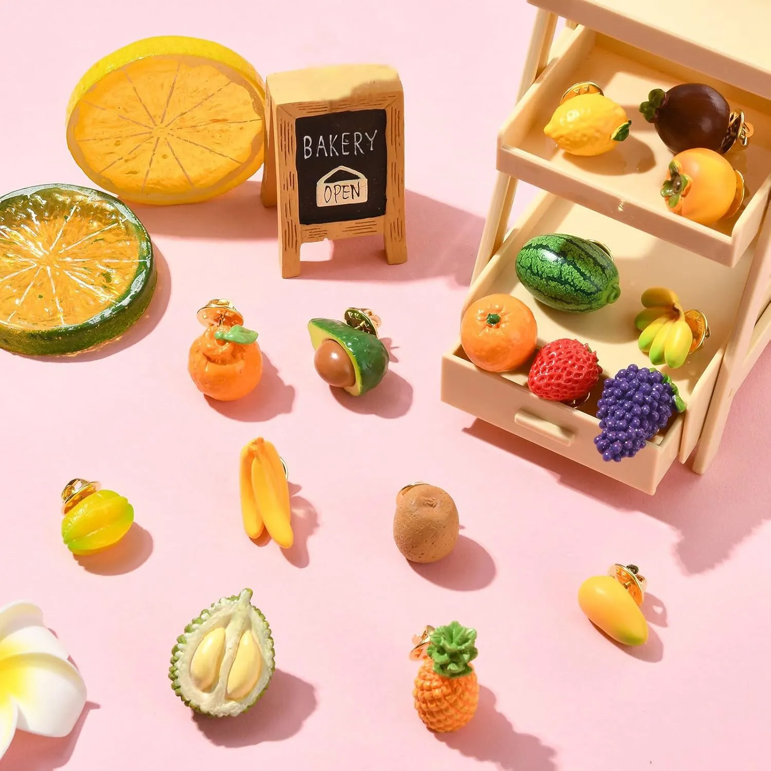 Bee Rectangle Biology Theme Fruit Vegetable Snake Ice Cream Brooches Insect Dessert Strawberry Lapel Pins for DIY Jewelry Craft Clothes Decor