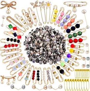 Brooch Pins Brooches and Pins for Women 150pcs Bulk Fashion Decorative Safety Pins Broches Brooches Pearl Brooch Pins Charms for Socks Charm Pins for Clothing Hat Sweater Shawl Scarf Clothes