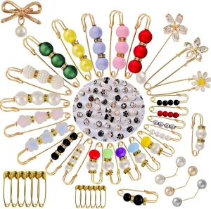 Brooch Pins Brooches and Pins for Women 60pcs Bulk Fashion Decorative Safety Pins Broches Brooches Pearl Brooch Pins Charms for Socks Charm Pins for Clothing Hat Sweater Shawl Scarf Clothes
