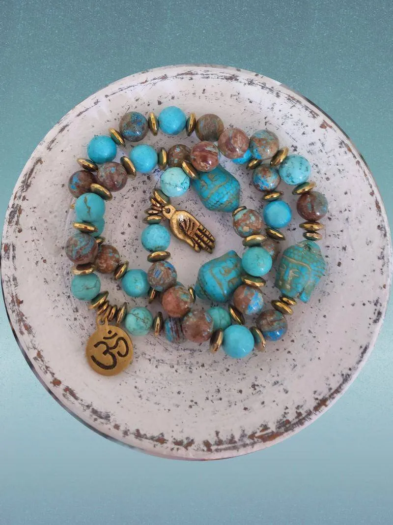 Buddha Bracelets - Magnesite & Ocean Jasper