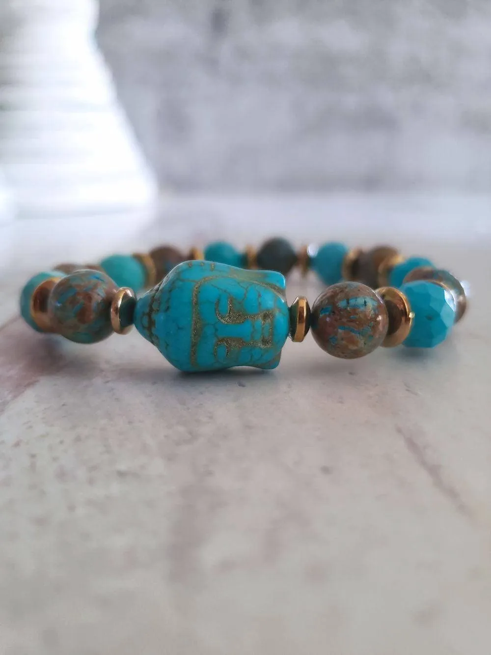 Buddha Bracelets - Magnesite & Ocean Jasper