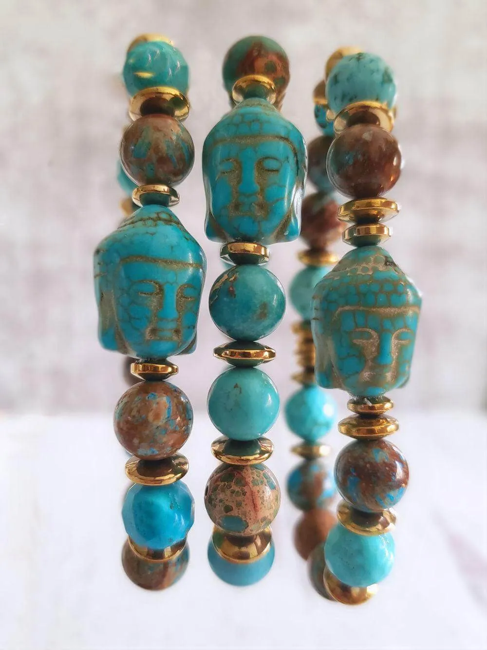 Buddha Bracelets - Magnesite & Ocean Jasper