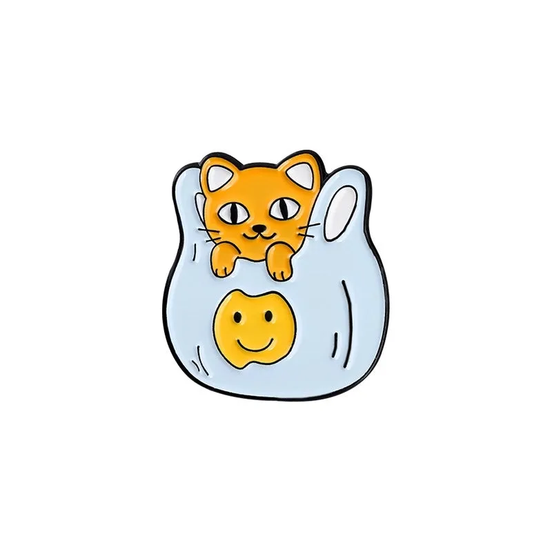 Cartoon Style Cat Alloy Enamel Unisex Brooches