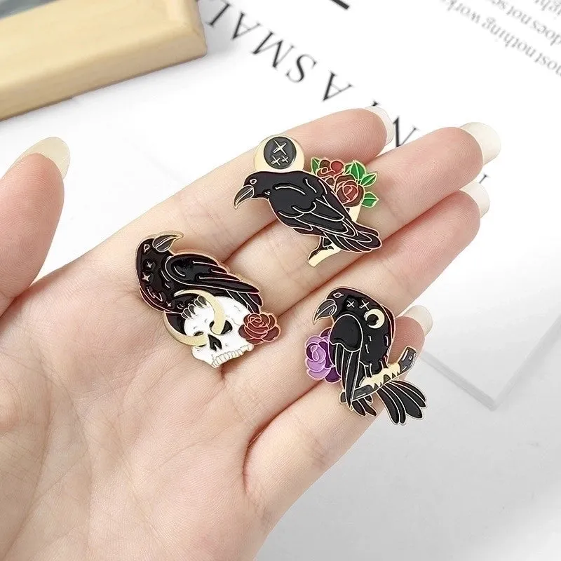 Cartoon Style Crow Bird Alloy Stamping Stoving Varnish Plating Unisex Brooches