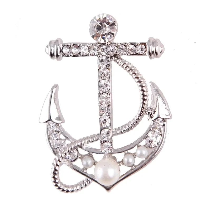 Elegant Korean Style Pin Anchor Alloy Plating Inlay Rhinestones Pearl Women's Brooches