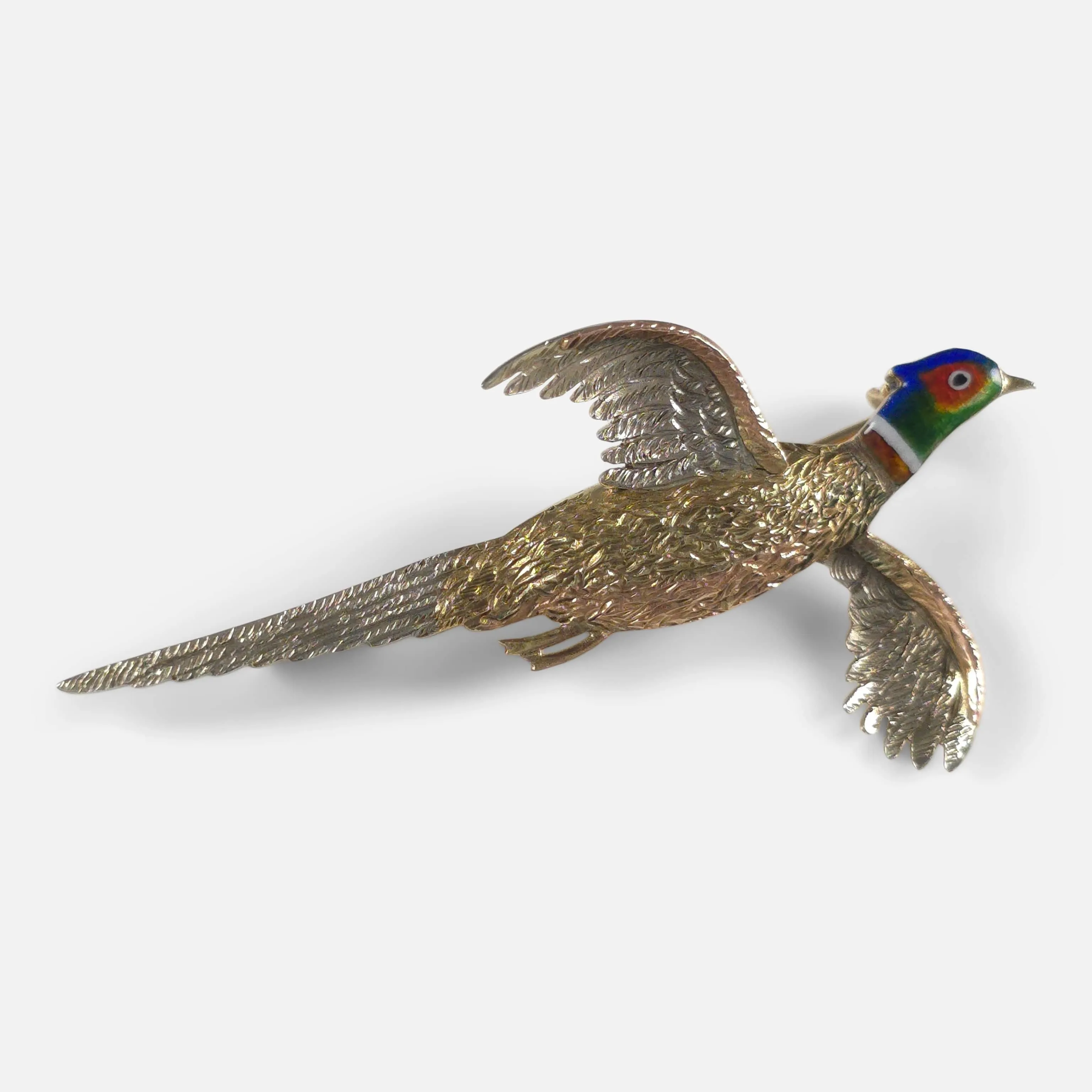 Elizabeth II 9ct Gold Enamel Pheasant Brooch - 1958