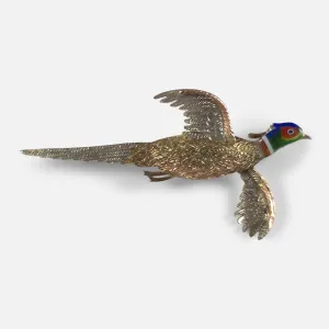 Elizabeth II 9ct Gold Enamel Pheasant Brooch - 1958