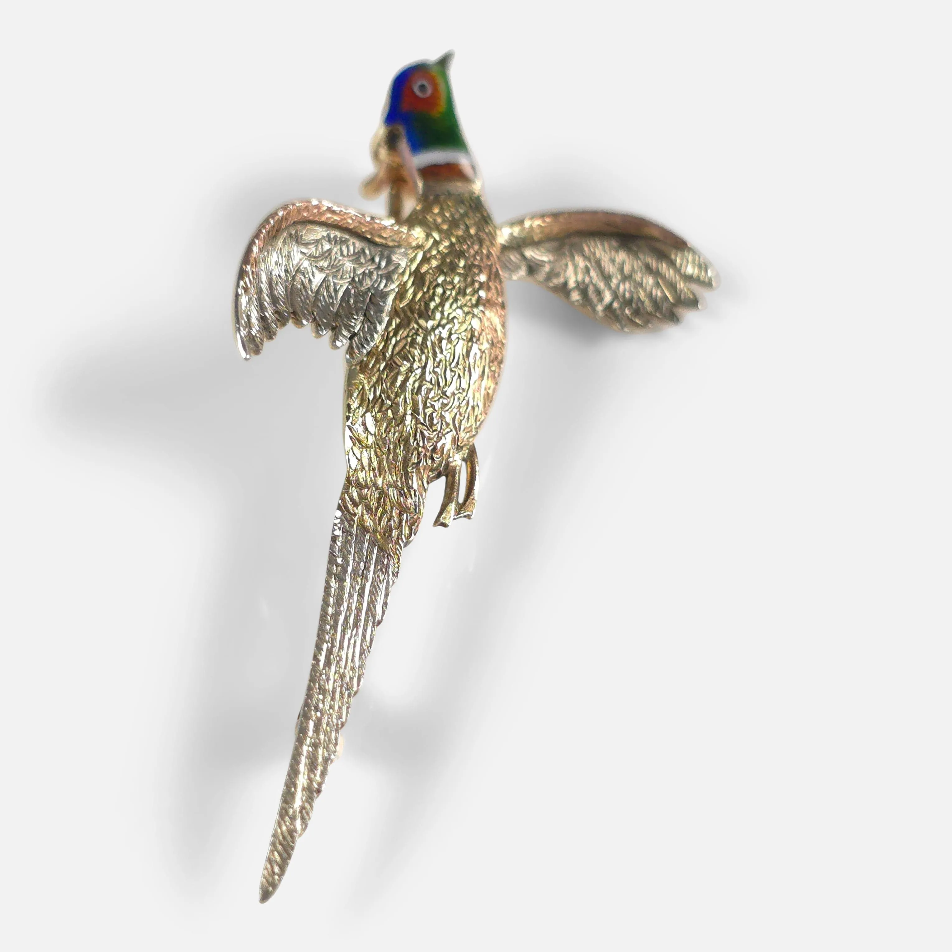Elizabeth II 9ct Gold Enamel Pheasant Brooch - 1958