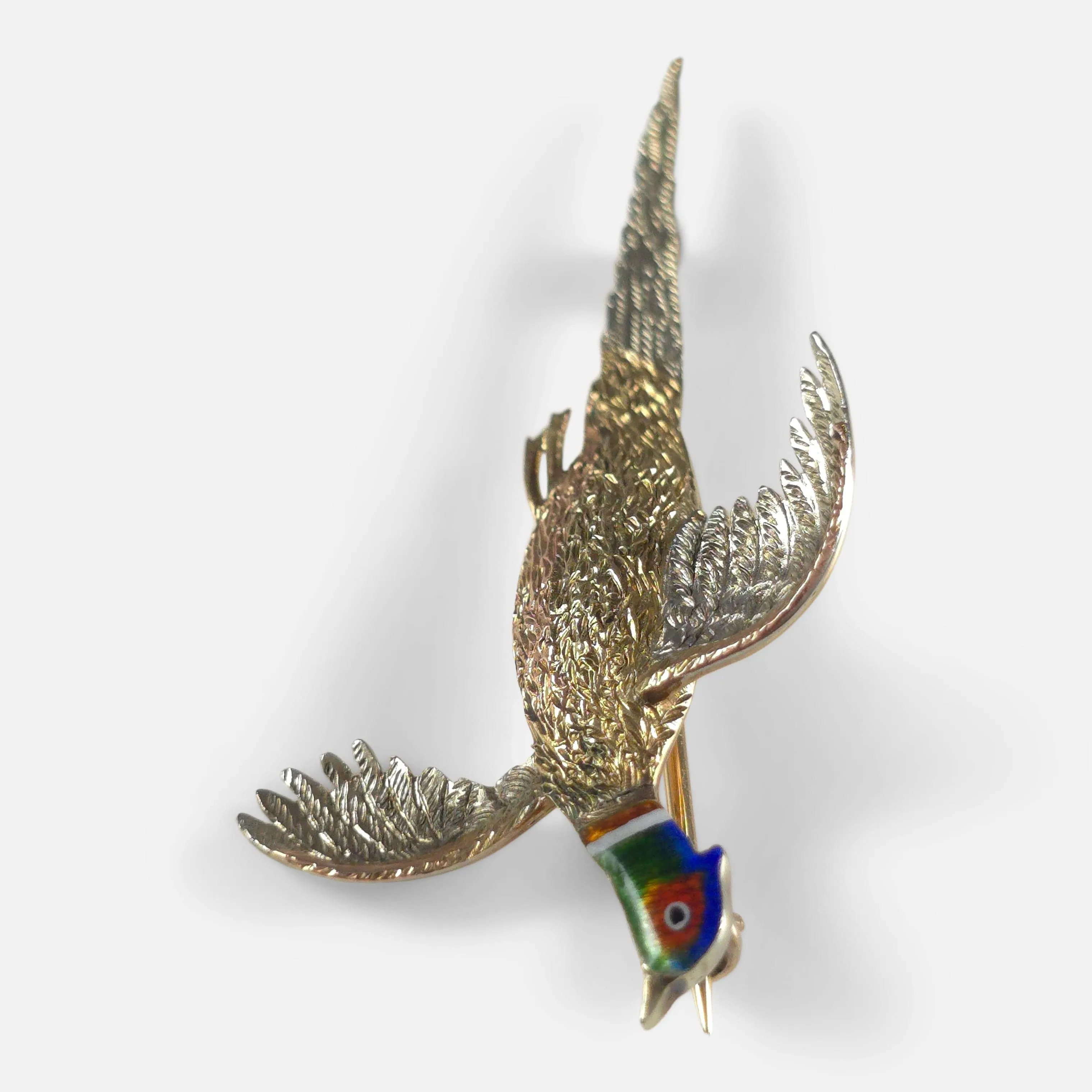Elizabeth II 9ct Gold Enamel Pheasant Brooch - 1958