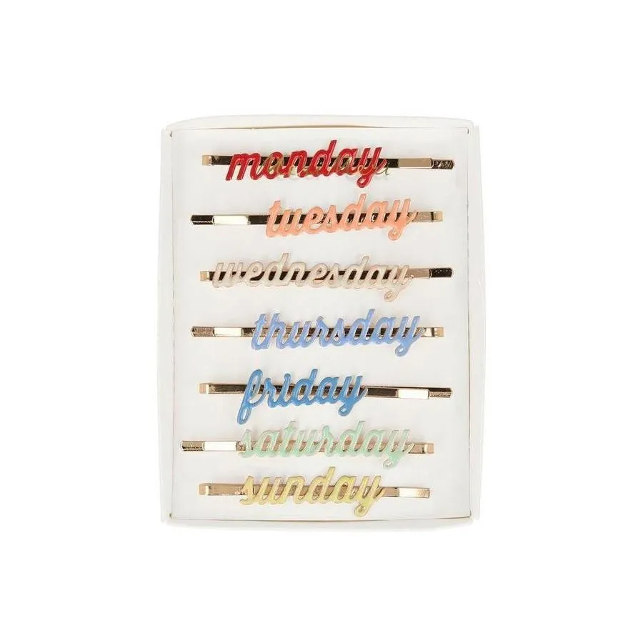 Enamel Weekday Hair Clips