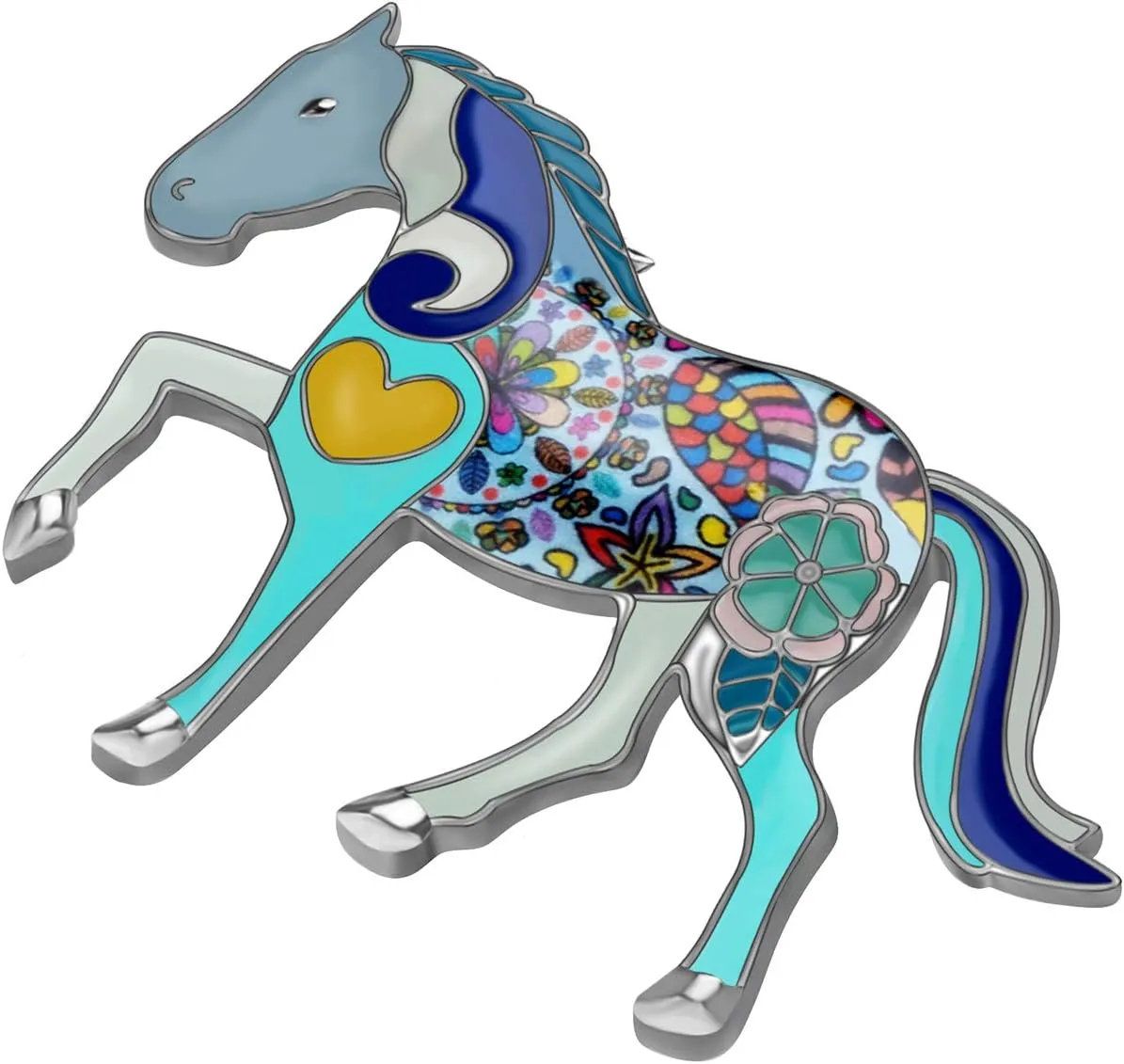 Enamel Zinc Alloy Cute Horse Brooches Pins Farm Animals Jewelry Fun Gifts for Women Teens Girls Party Favors Ornament