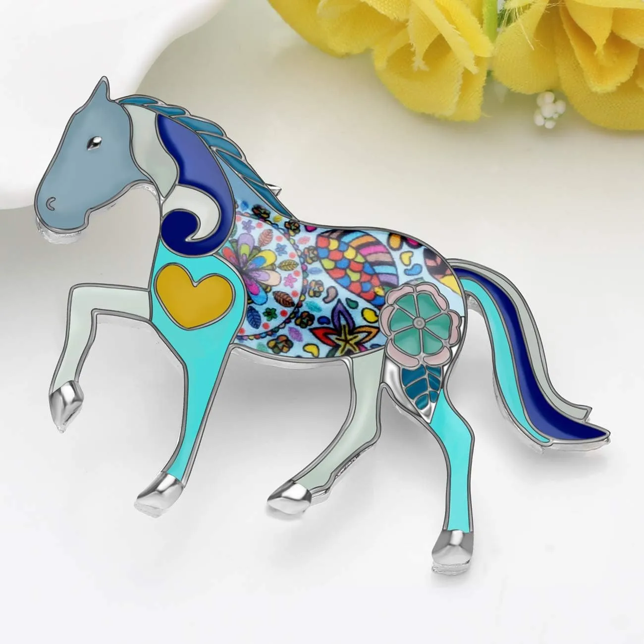 Enamel Zinc Alloy Cute Horse Brooches Pins Farm Animals Jewelry Fun Gifts for Women Teens Girls Party Favors Ornament
