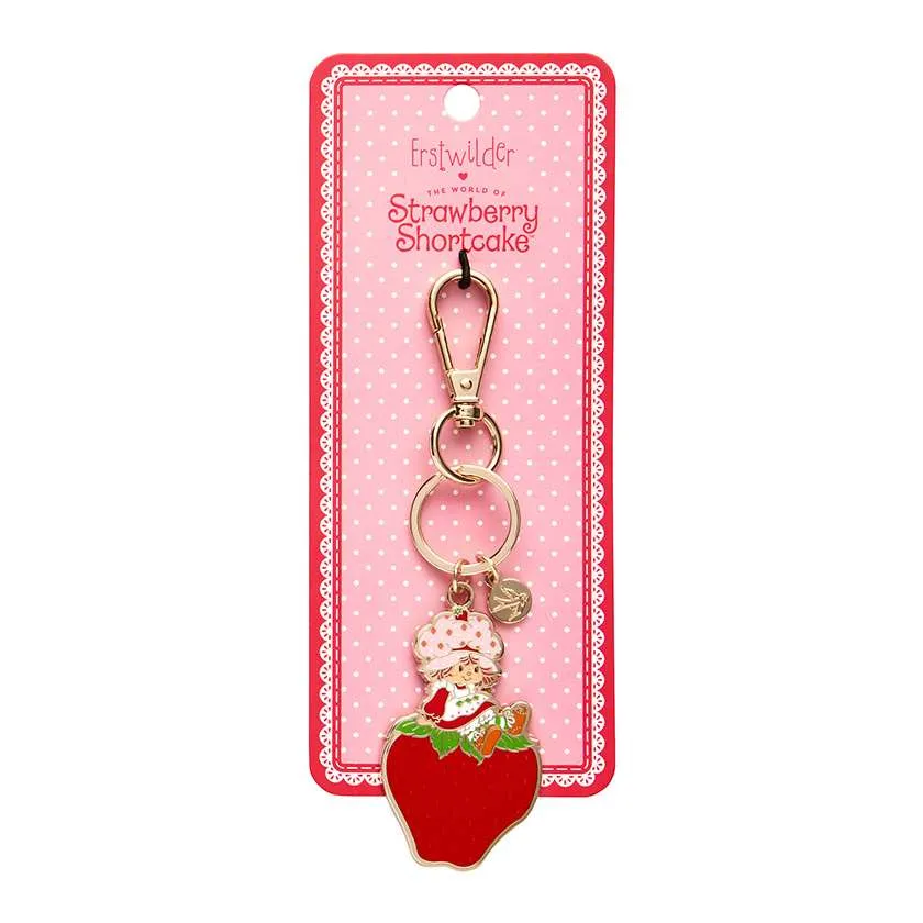 Erstwilder Sitting on a Strawberry Enamel Key Ring