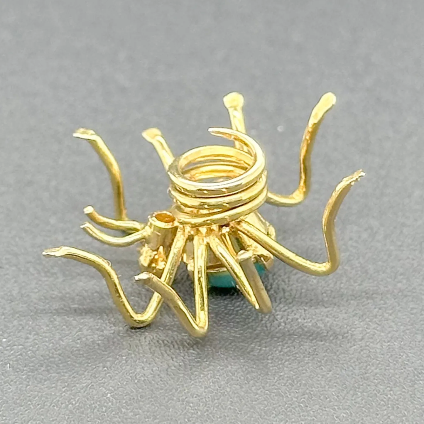 Estate 18K Y Gold Blue Enamel Spider Pin