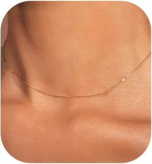 Gold Necklace for Women, 14k Gold Plated Choker Dainty Layered Necklaces, Silver Necklace for Women 14k White Gold Plated Dainty Layered Necklaces