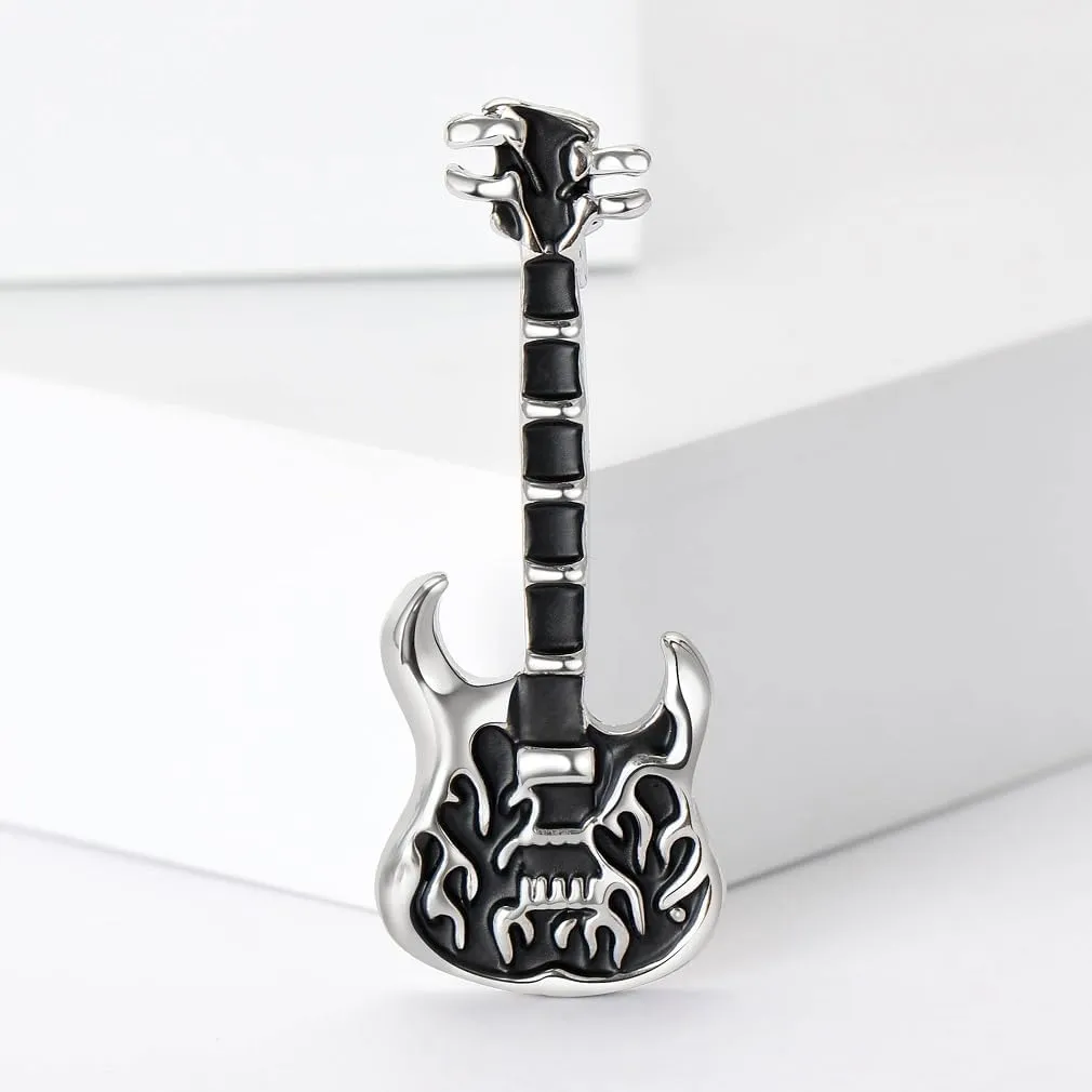 Guitar Brooch Pins for Women, Hip Hop Electric Guitar Brooch Pin, Guitar Musical Instrument Brooch Lapel Pin, Punk Rock Guitar Brooches Pins for Women Hat Bag Suit Dress Accessories