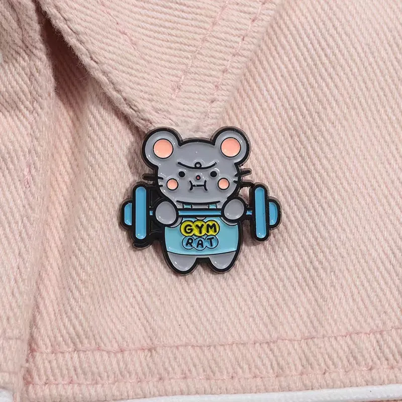 Gym Rat Brooch Enamel Pin