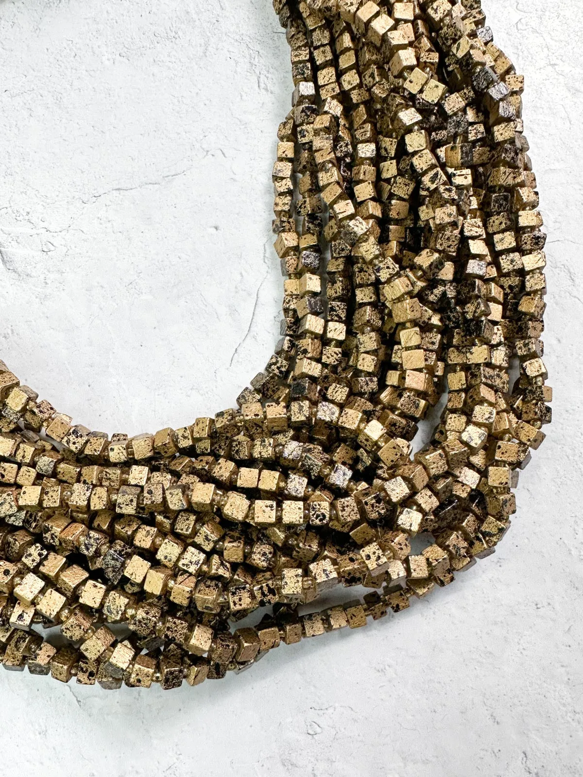 Hand Painted The Next Pashmina Beaded Necklace, Gold/Black