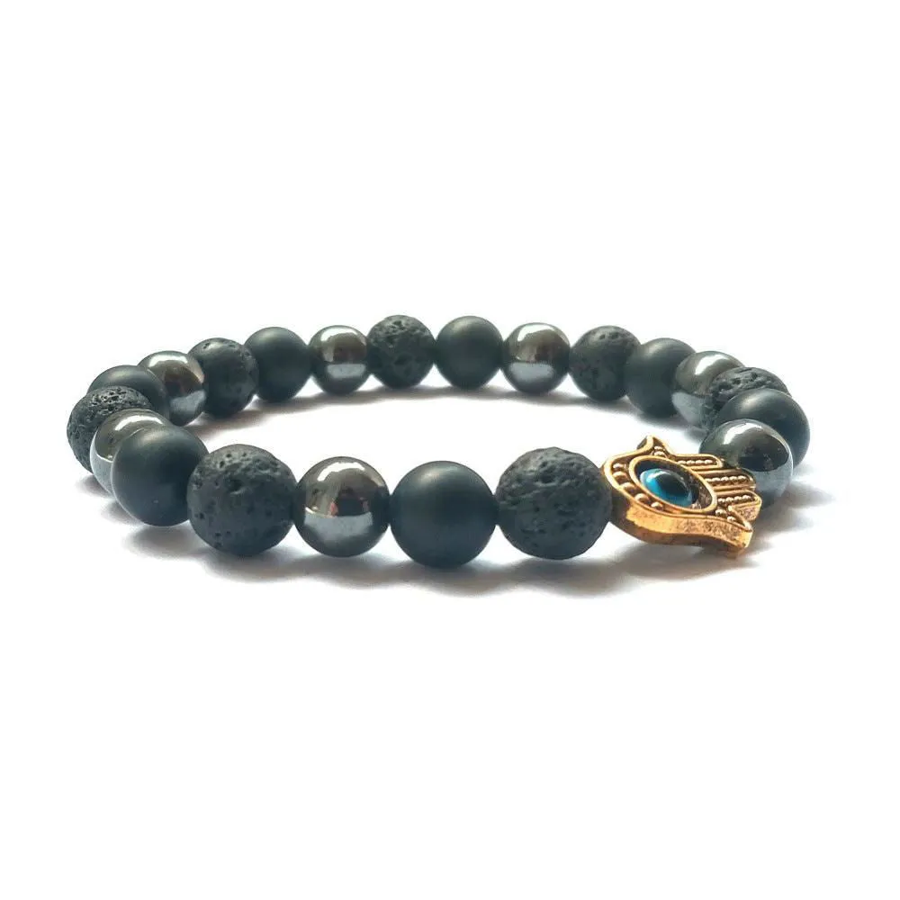 Handmade Buddha Hand Evil Eye Natural Stone Sports Bracelet