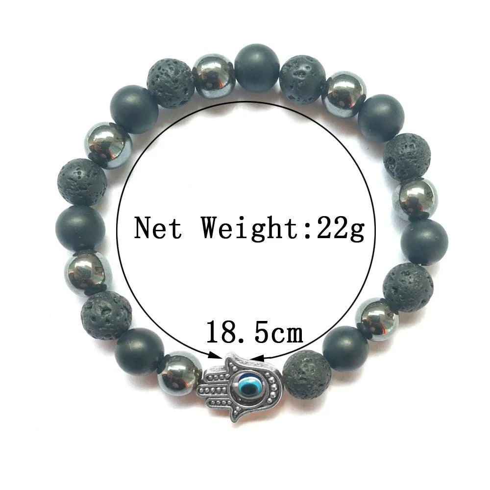 Handmade Buddha Hand Evil Eye Natural Stone Sports Bracelet