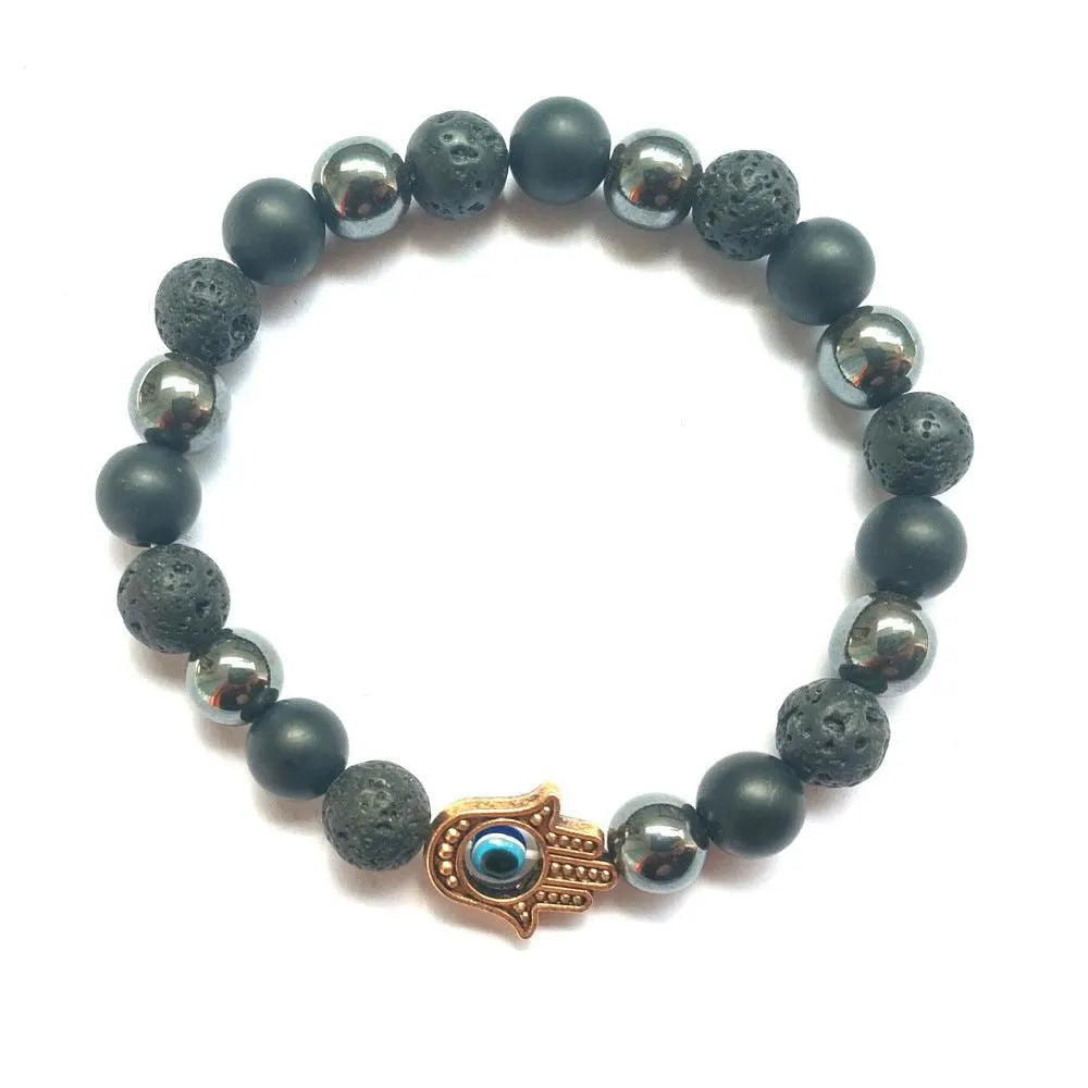 Handmade Buddha Hand Evil Eye Natural Stone Sports Bracelet