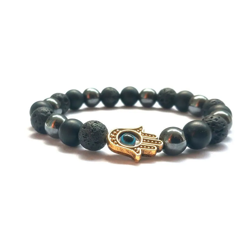 Handmade Buddha Hand Evil Eye Natural Stone Sports Bracelet