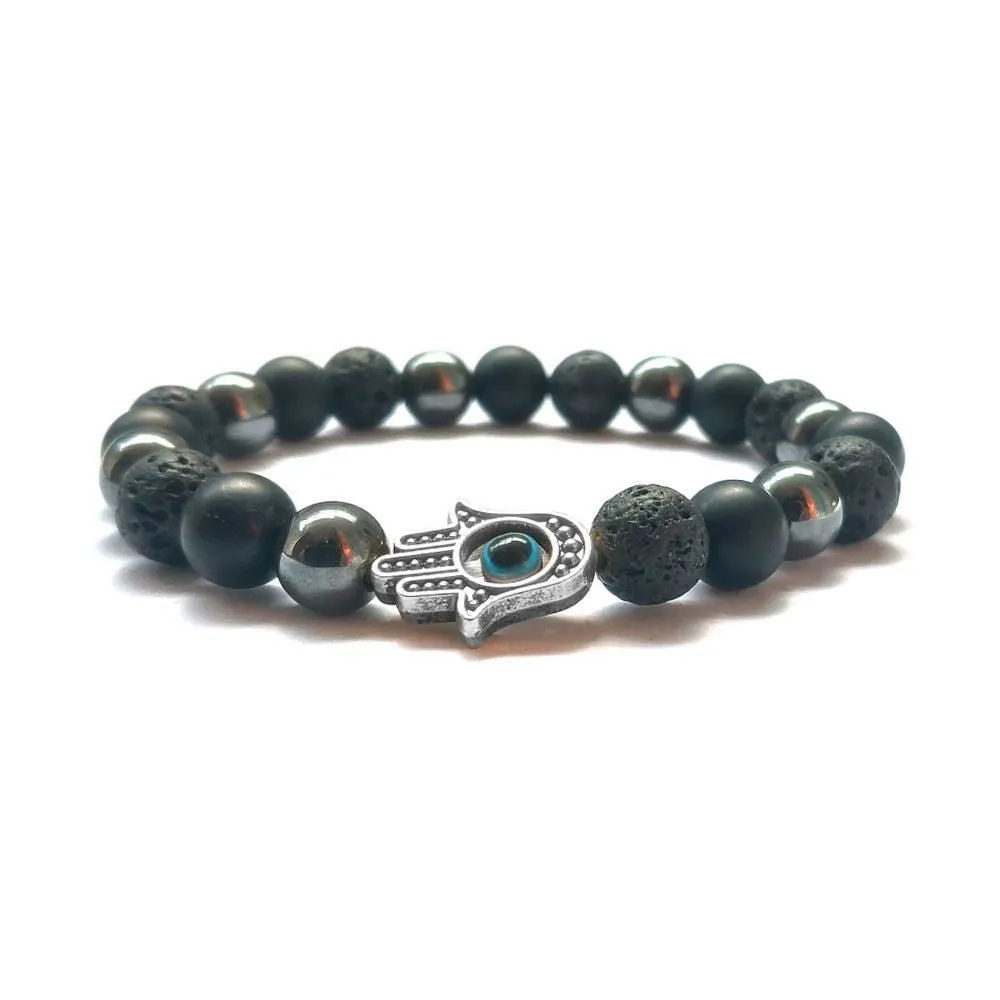 Handmade Buddha Hand Evil Eye Natural Stone Sports Bracelet