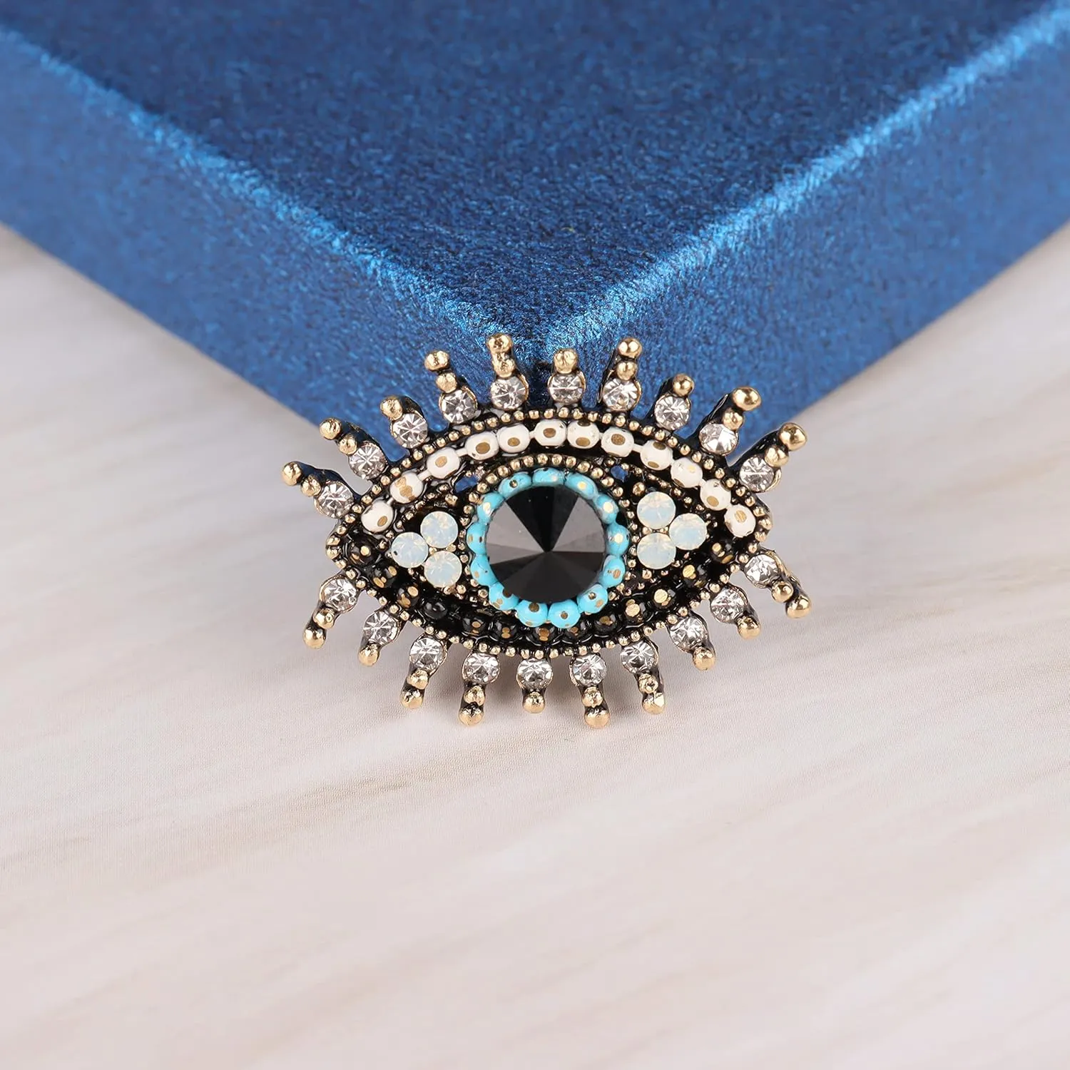 Lucky Charm Evil Eye Brooch Pin Women Freshwater Pearl and Rhinestone Crystal Vintage Lapel Pin for Wedding Party Necklace Dual Purpose Brooch Ladies Accessories Shawl Scarf Buckle Sweater Cardigan Men Women Gifts