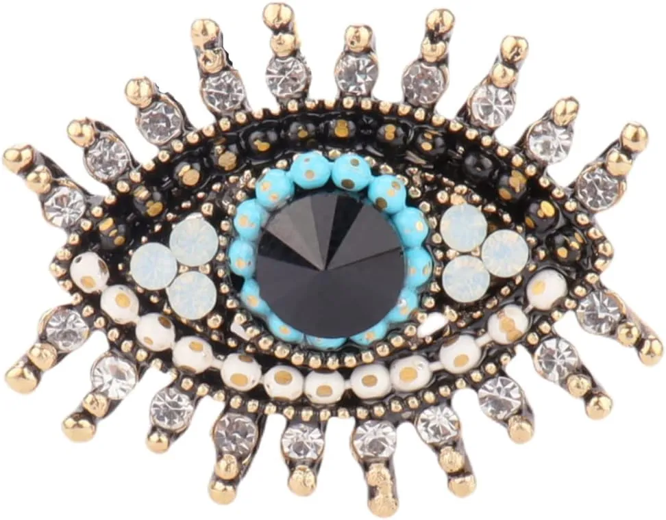 Lucky Charm Evil Eye Brooch Pin Women Freshwater Pearl and Rhinestone Crystal Vintage Lapel Pin for Wedding Party Necklace Dual Purpose Brooch Ladies Accessories Shawl Scarf Buckle Sweater Cardigan Men Women Gifts
