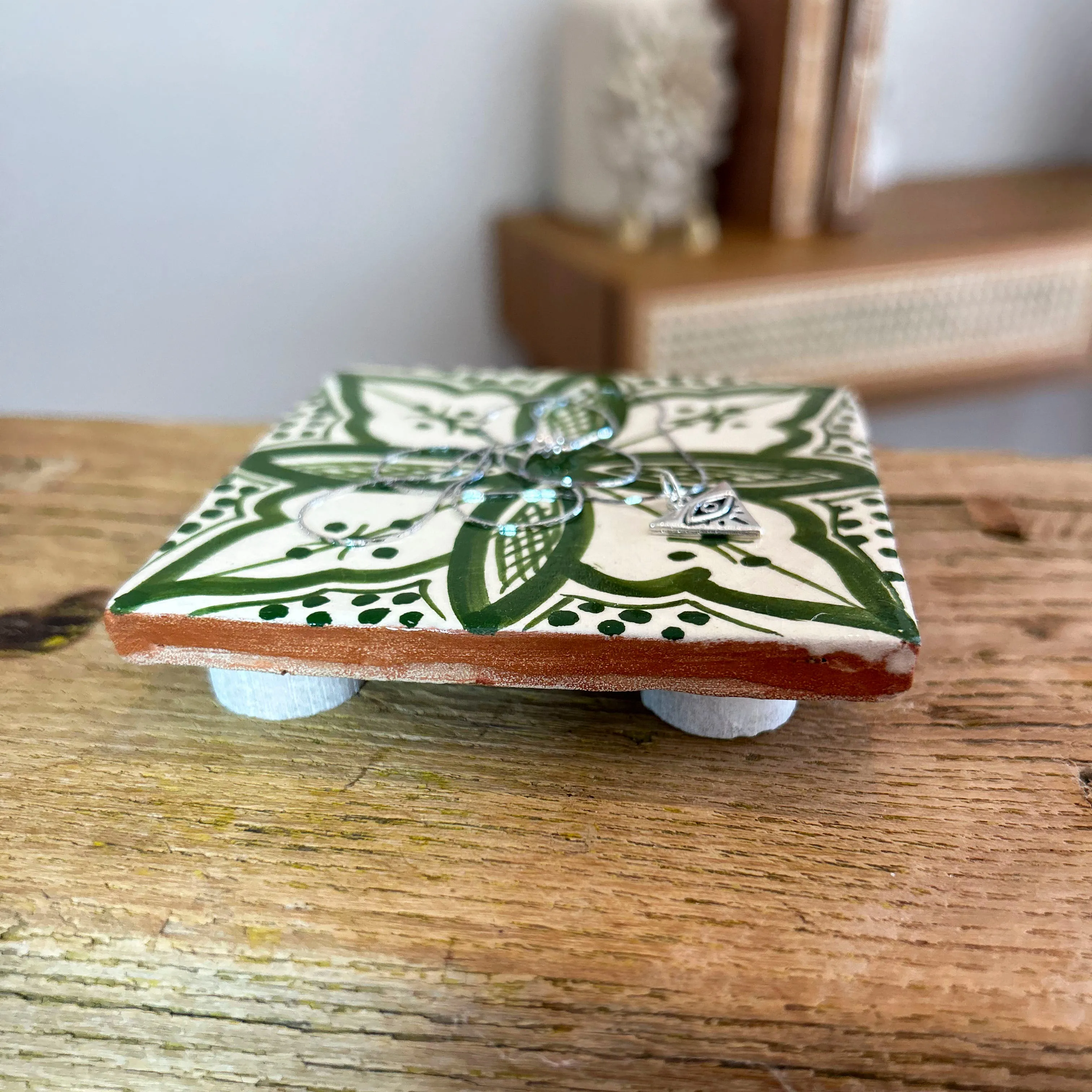Moroccan Tile Coaster Forest Green