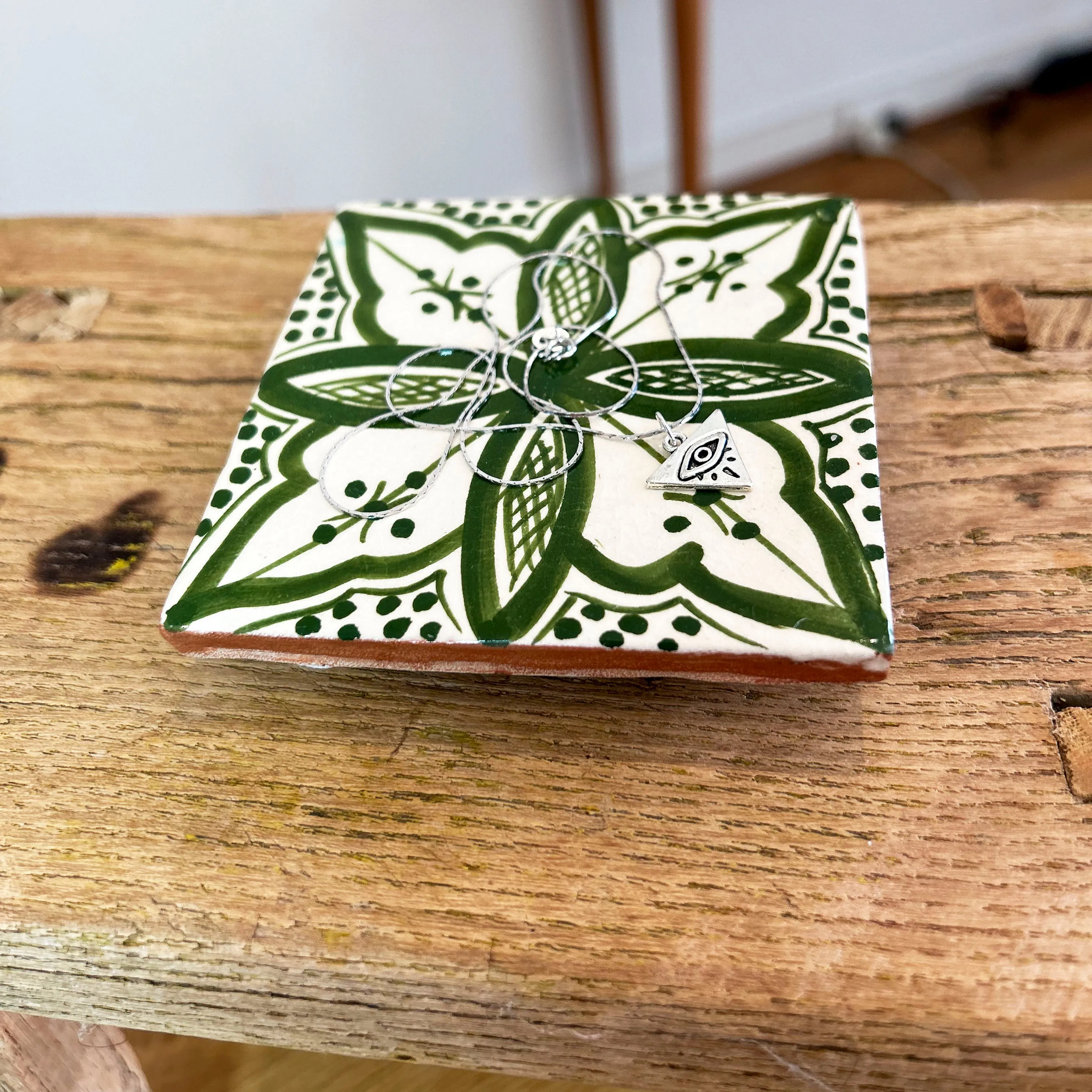 Moroccan Tile Coaster Forest Green