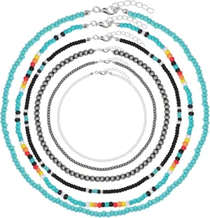 Navajo Pearl Necklace Western Seed Bead Choker Necklace Western Necklaces for Women 6PCS