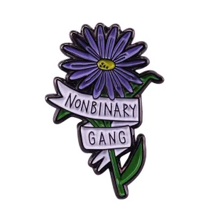 Nonbinary gang flower lapel pin