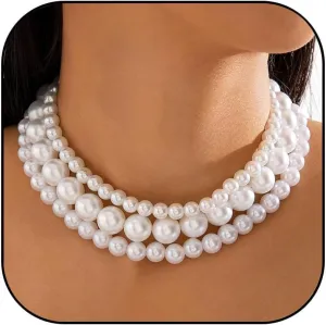 Pearl Choker Necklaces for Women Stackable Layered Pearl Necklaces Chunky Large Pearl Necklace Vintage Pearl Necklaces Wedding Jewelry Gifts