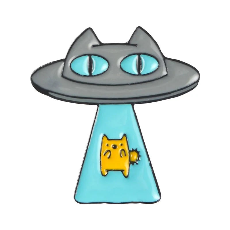QIHE JEWELRY Skeleton Cat Enamel Lapel Pins Alien Avocado Cute Brooches Badges Fashion Pins Gifts for Friends Pins Wholesale