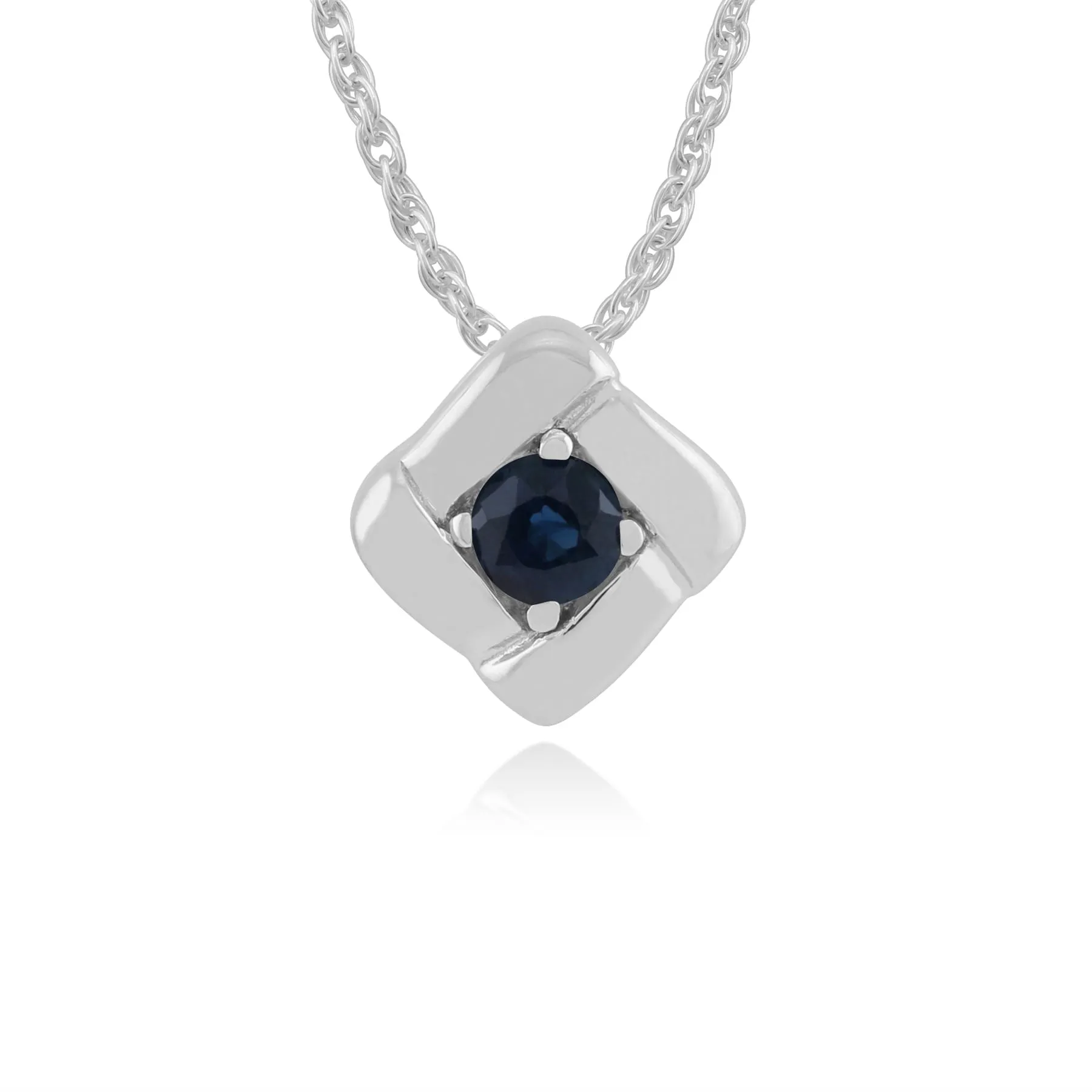 Saphir Anhänger 925 Sterlingsilber 0,13 KT Saphir Quadrat Crossover Anhänger auf 45cm Kette