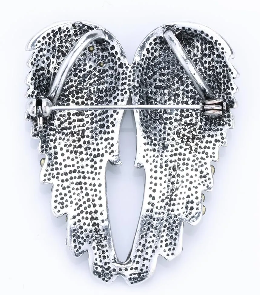 Szxc Women's Guardian Angel Wings Pin Brooches & Pendants 2-in-1 - Women Girls Biker Jewelry - 2 inch