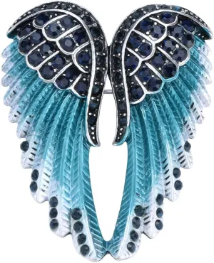 Szxc Women's Guardian Angel Wings Pin Brooches & Pendants 2-in-1 - Women Girls Biker Jewelry - 2 inch