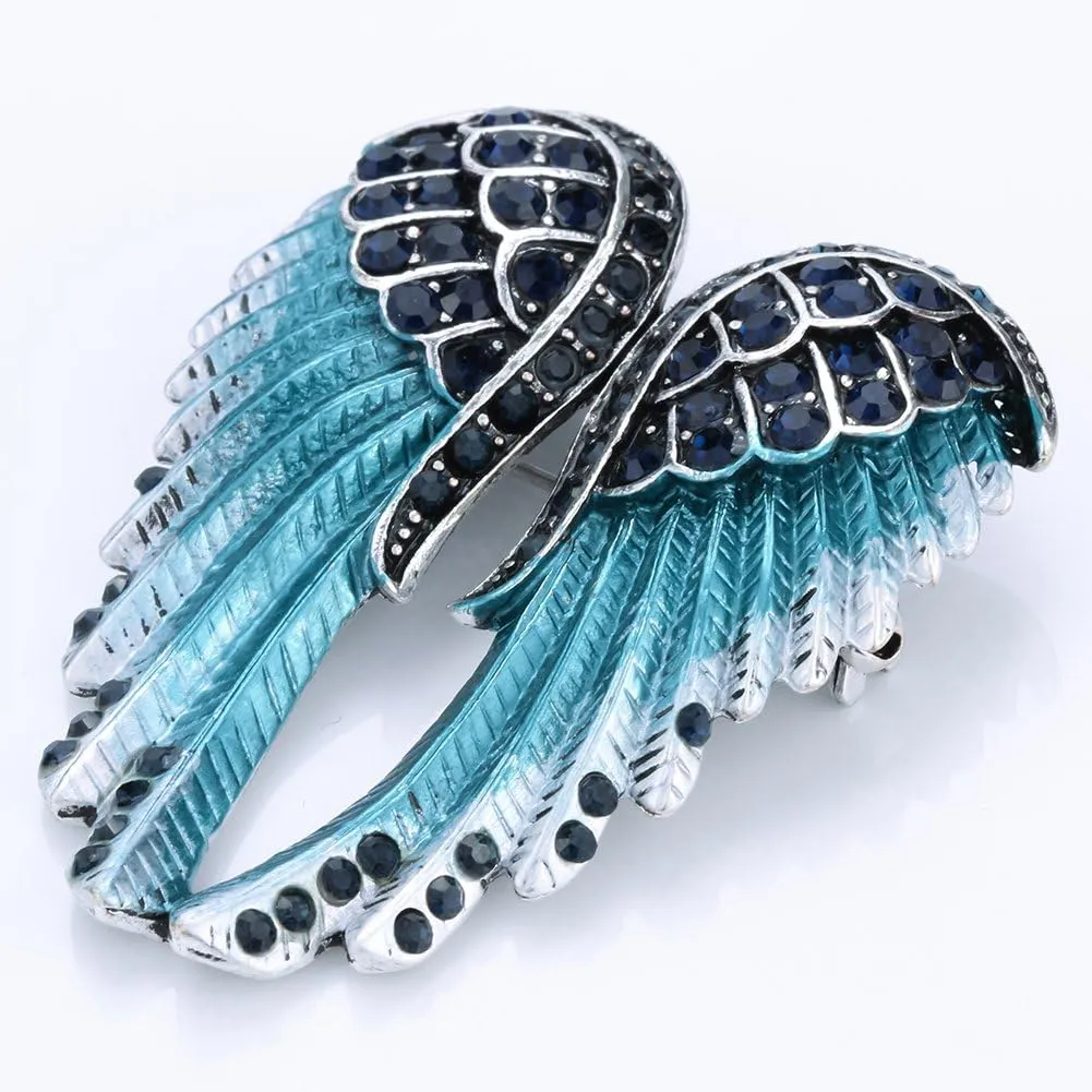 Szxc Women's Guardian Angel Wings Pin Brooches & Pendants 2-in-1 - Women Girls Biker Jewelry - 2 inch