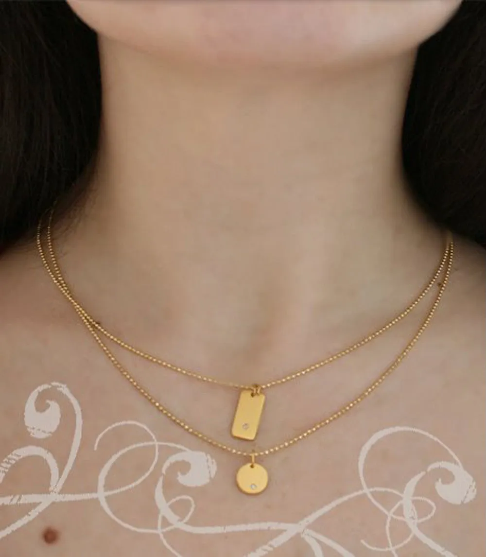Tiny Diamond Rectangle Necklace
