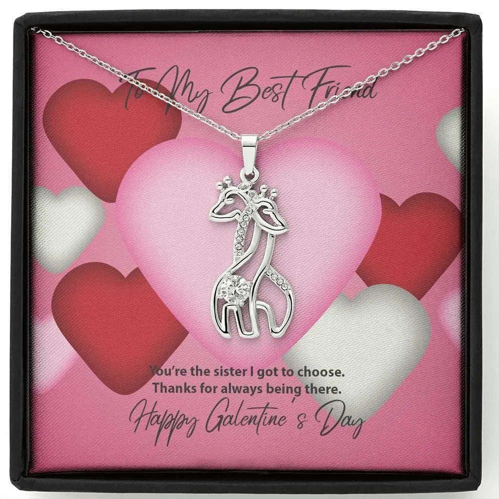 To My Best Friend Galentine's Day Giraffe Necklace