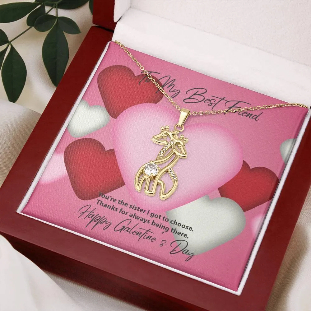 To My Best Friend Galentine's Day Giraffe Necklace