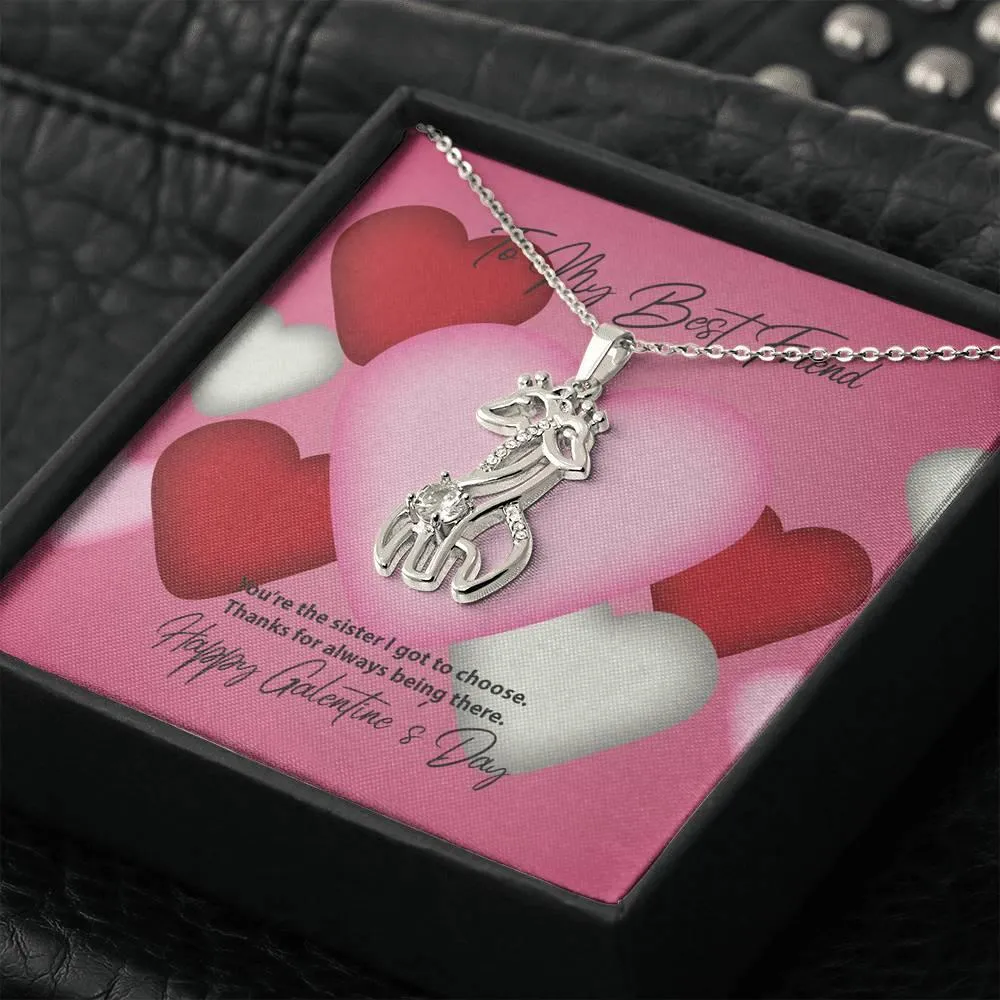 To My Best Friend Galentine's Day Giraffe Necklace