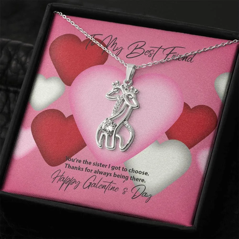 To My Best Friend Galentine's Day Giraffe Necklace