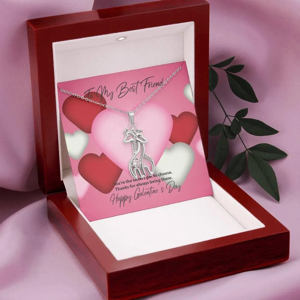 To My Best Friend Galentine's Day Giraffe Necklace